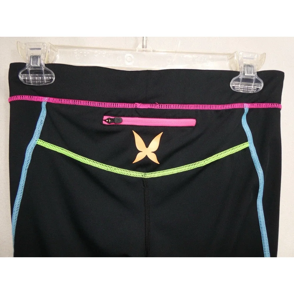 Kari Traa Leggings Pants Size M crop black colorful spellout - Picture 7 of 15